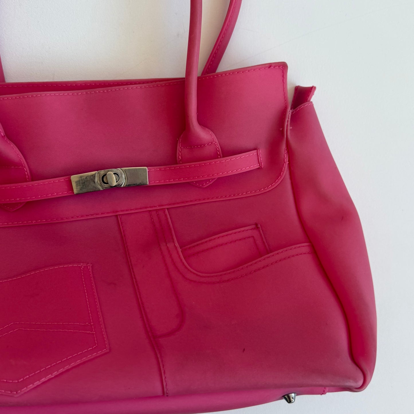 Hot pink jelly ‘firkin’ bag - One Size