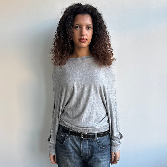 Cop Copine grey slouchy button jumper - Size M