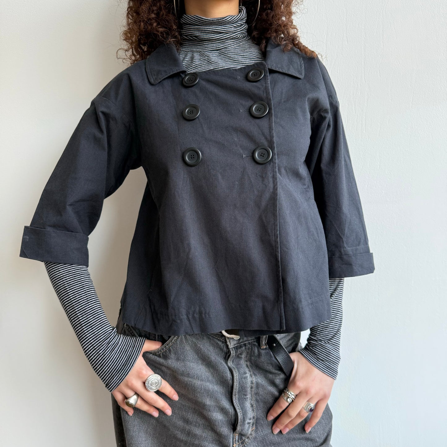 Grey stripe roll neck - Size S
