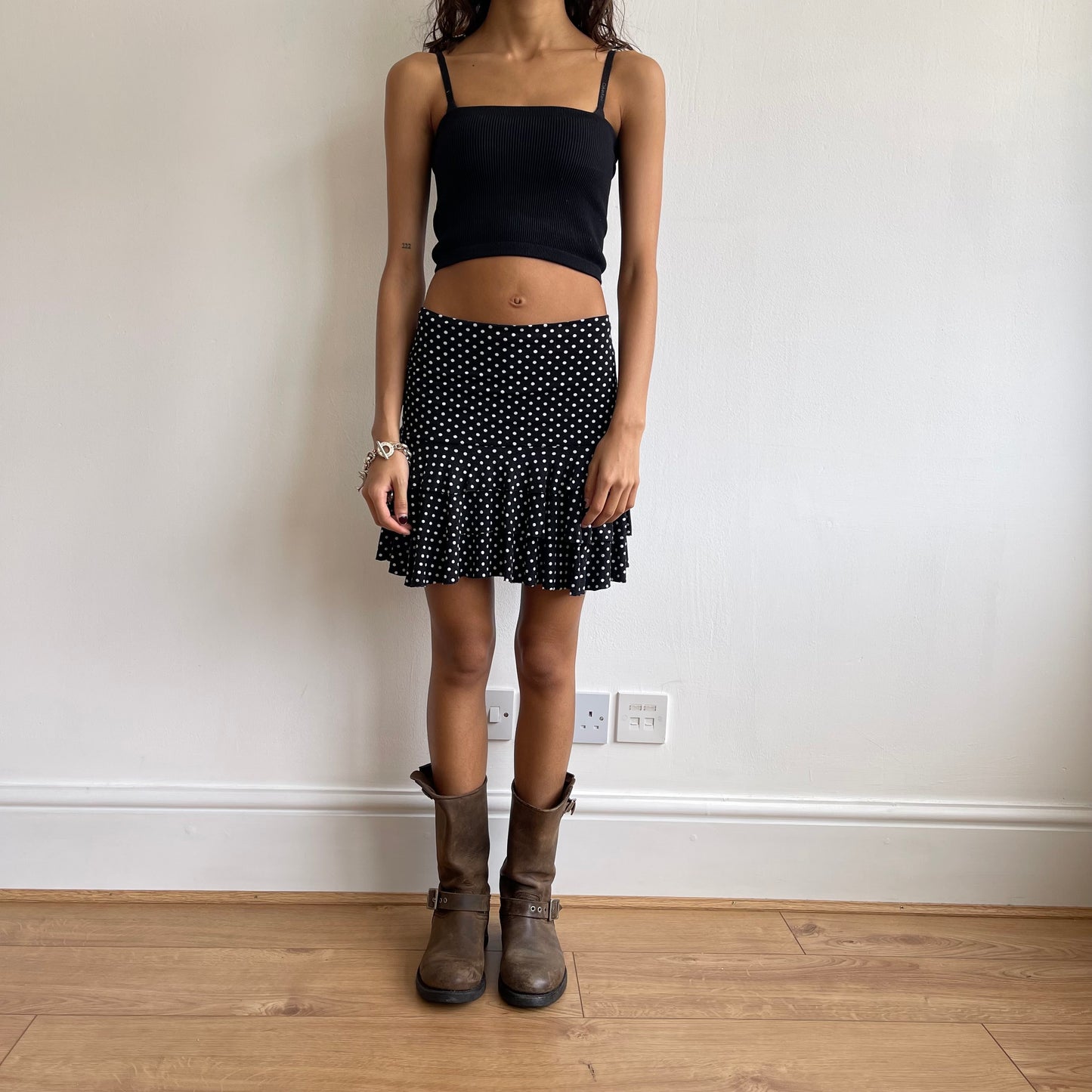 Polka dot ruched rara skirt - Size S
