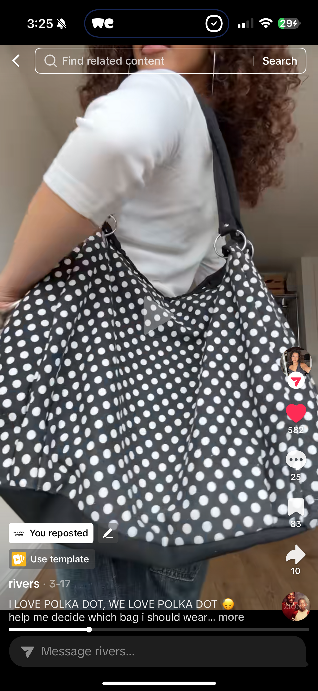 Polka dot tote bag