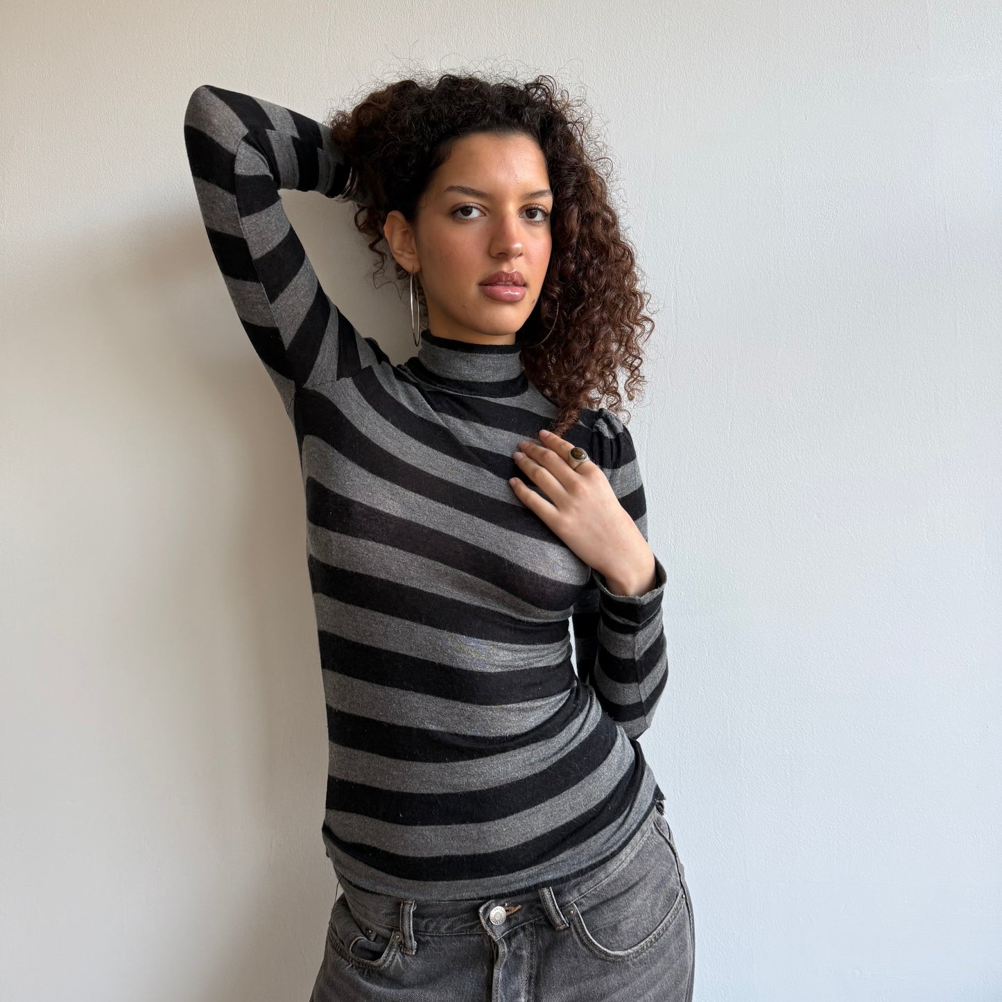 Striped button roll neck - Size S