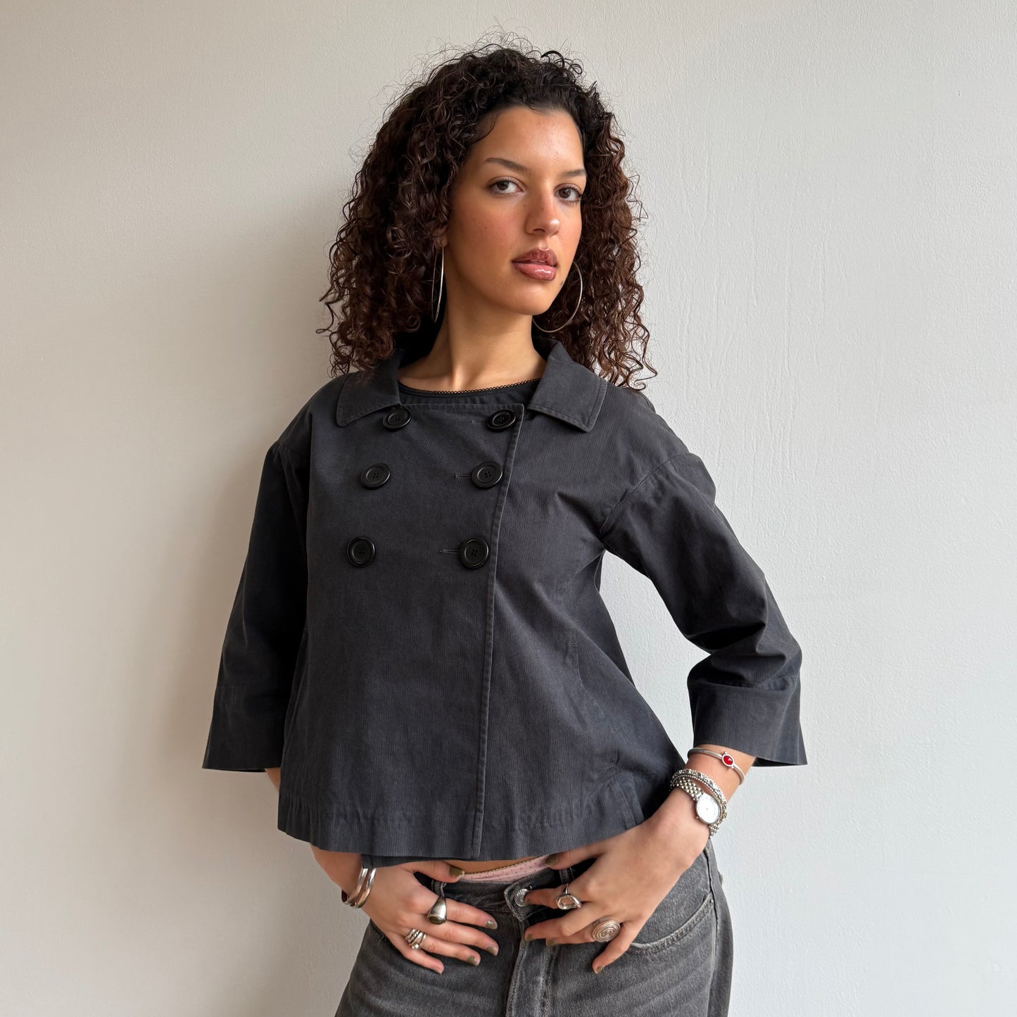 Navy buttonpeacoat - Size M