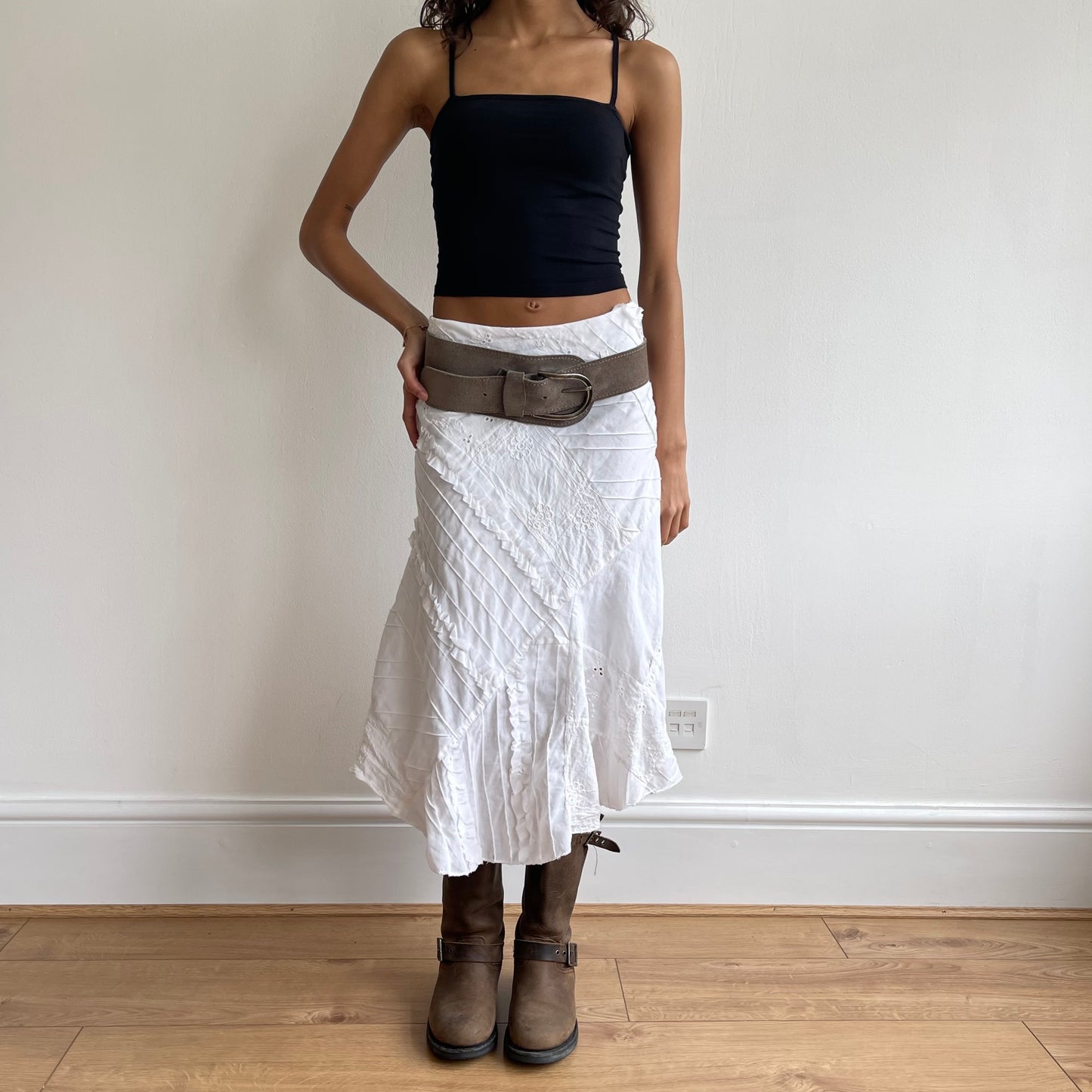 Taupe leather belt - Size S