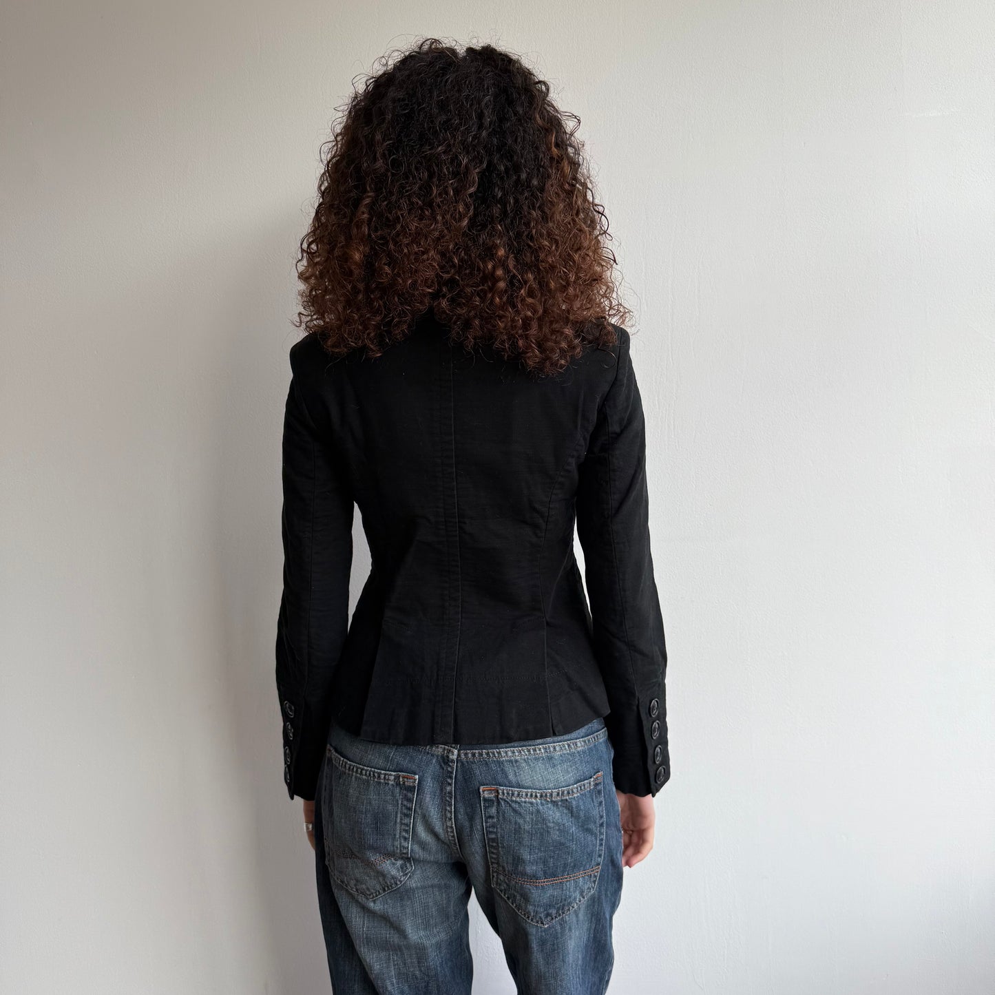 Black large button peacoat - Size S