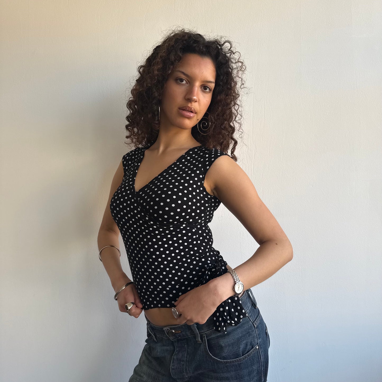 Polka dot wrap top - Size S