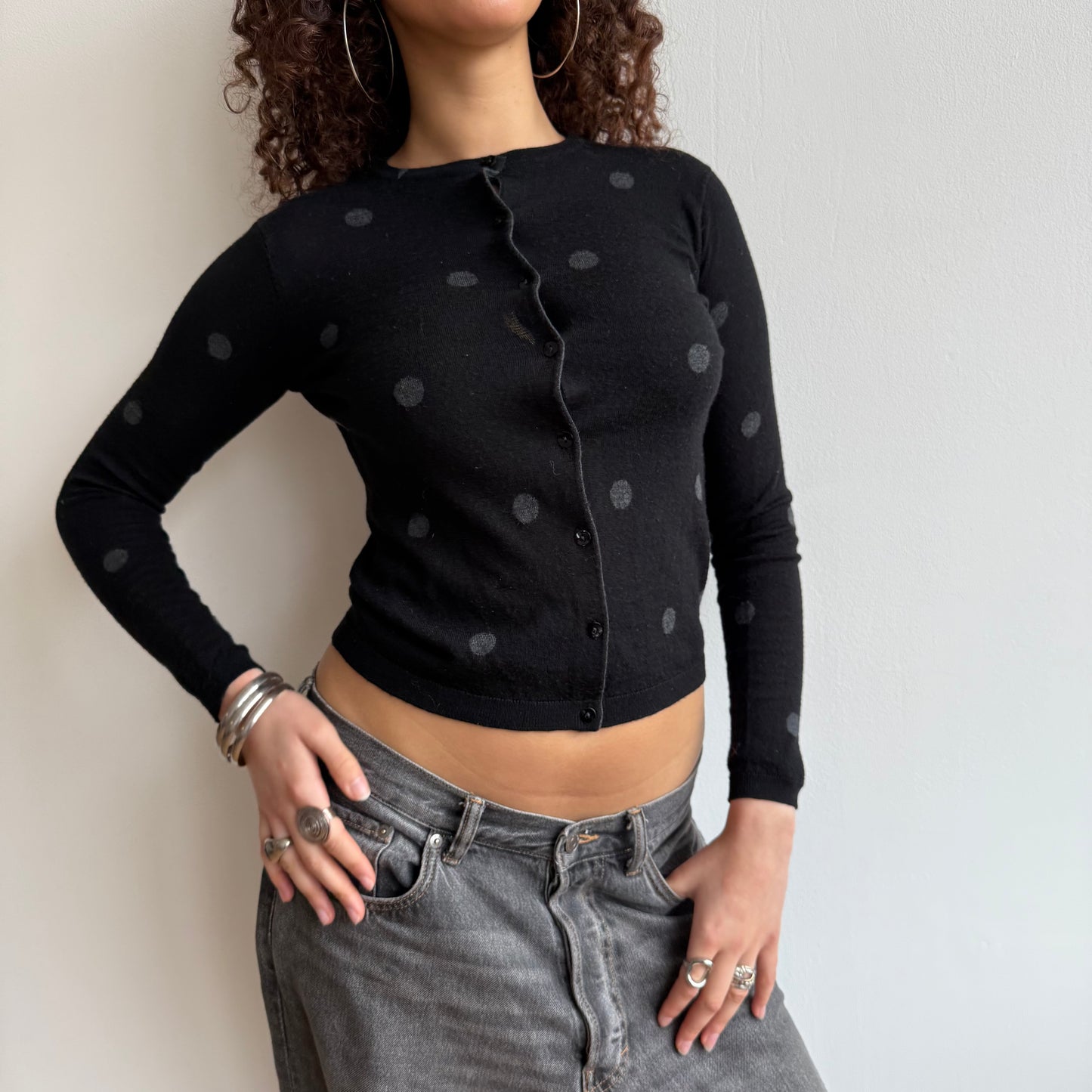 Black polka dot cardigan - Size S