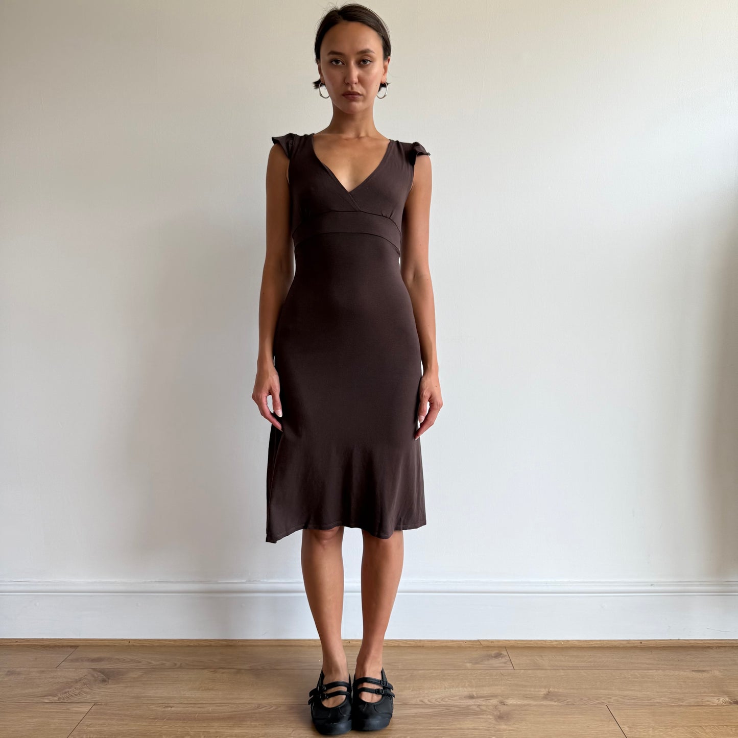 Brown keyhole midi dress - Size S