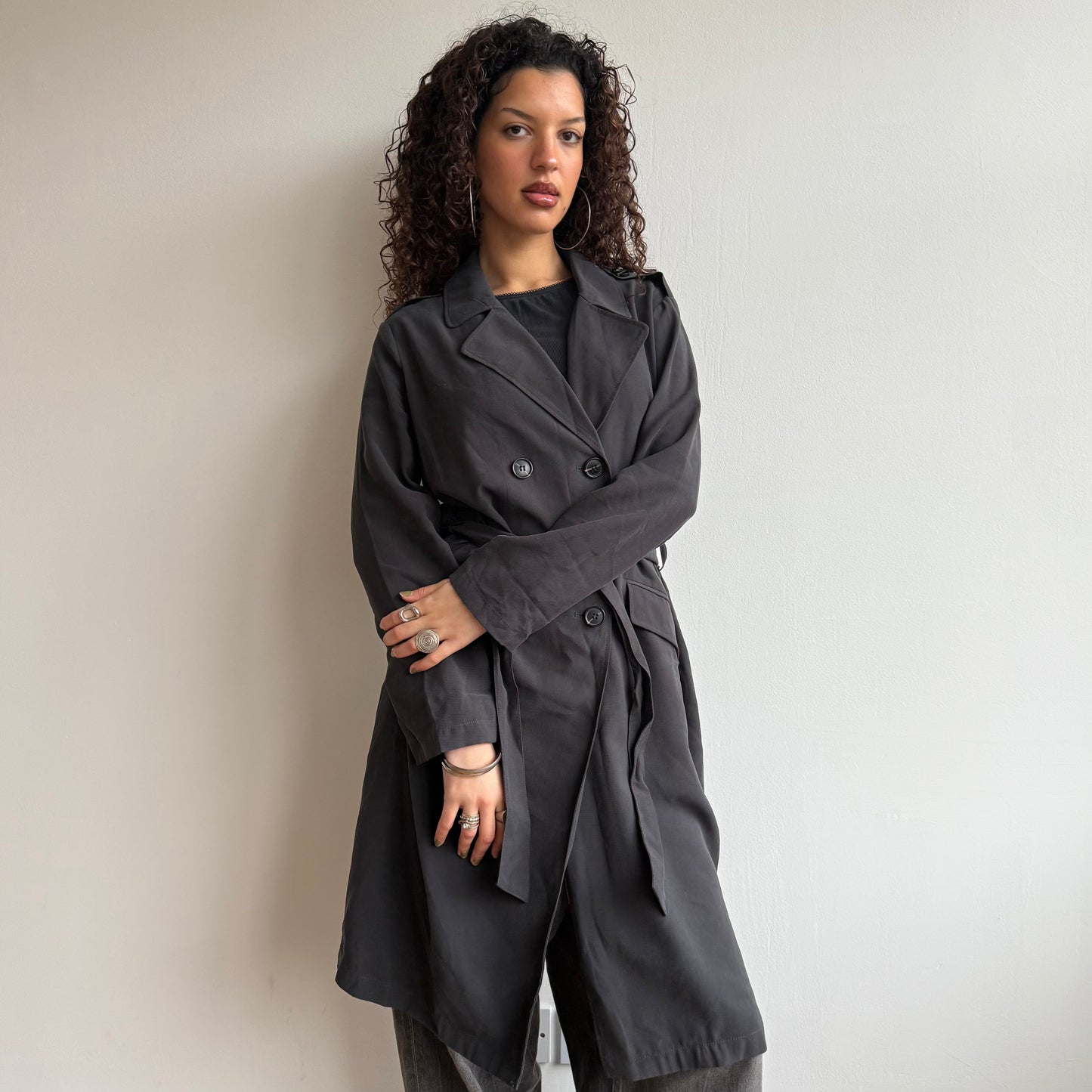 Charcoal grey trench - Size M