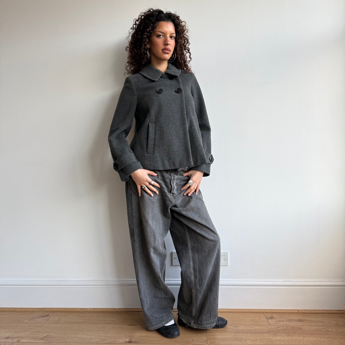 Dark grey peacoat - Size S