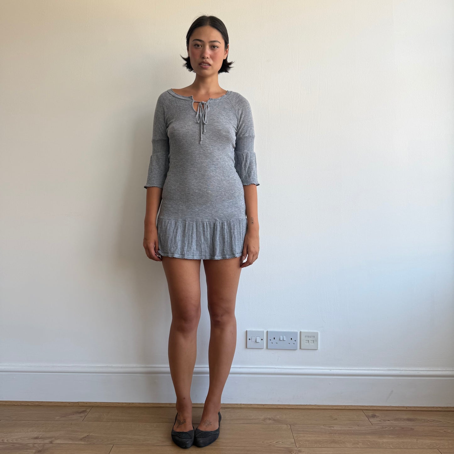 Grey knit 3/4 sleeve dress - Size S