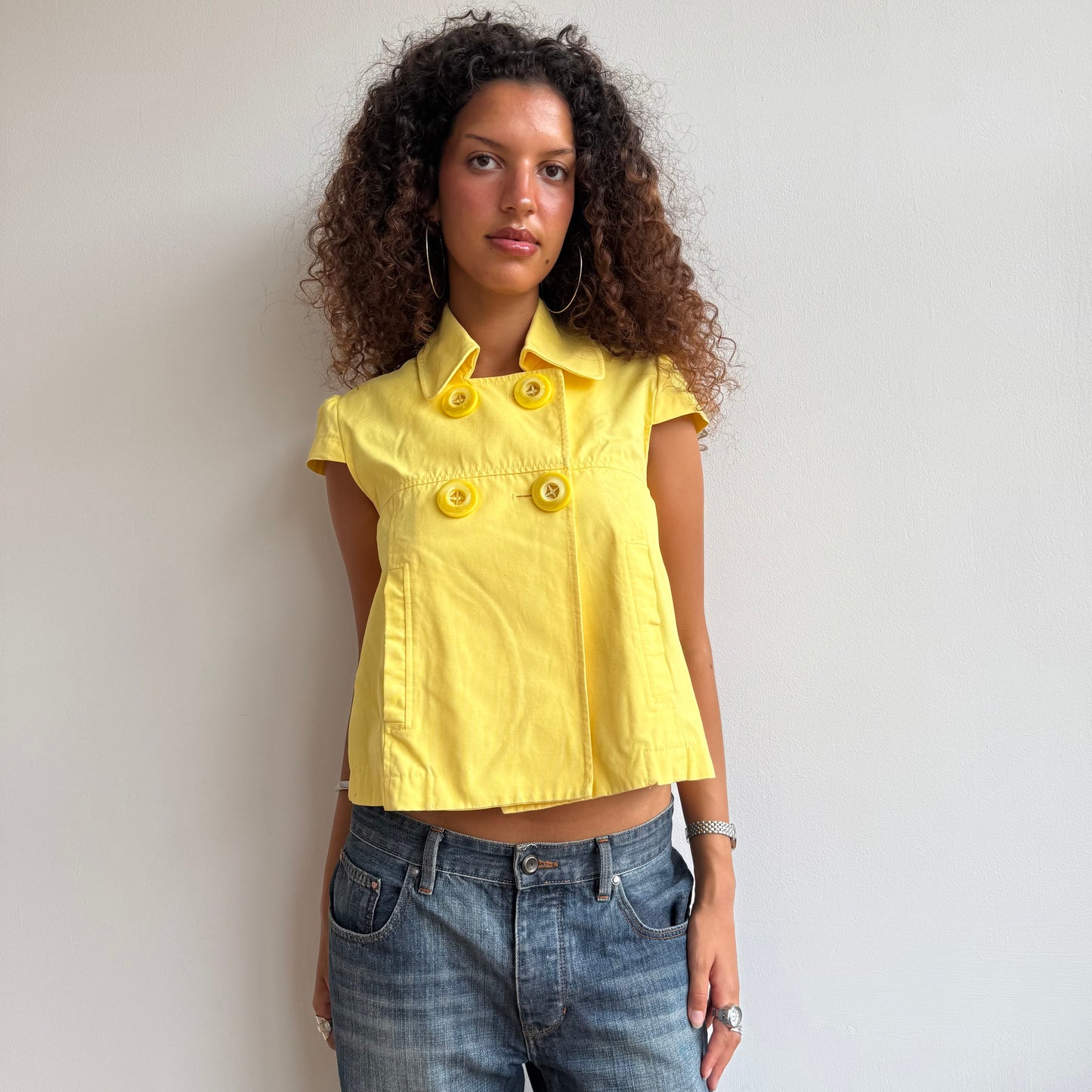 Yellow short sleeve peacoat - Size S