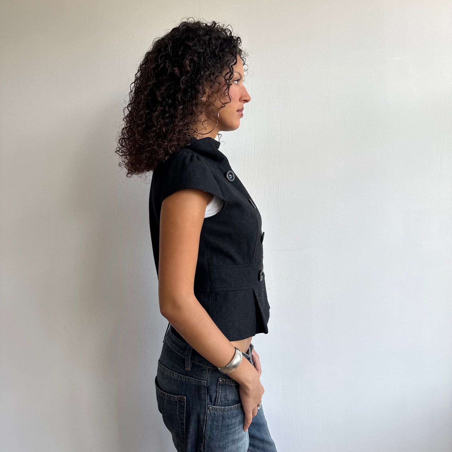 Charcoal short sleeve peacoat - Size S/M