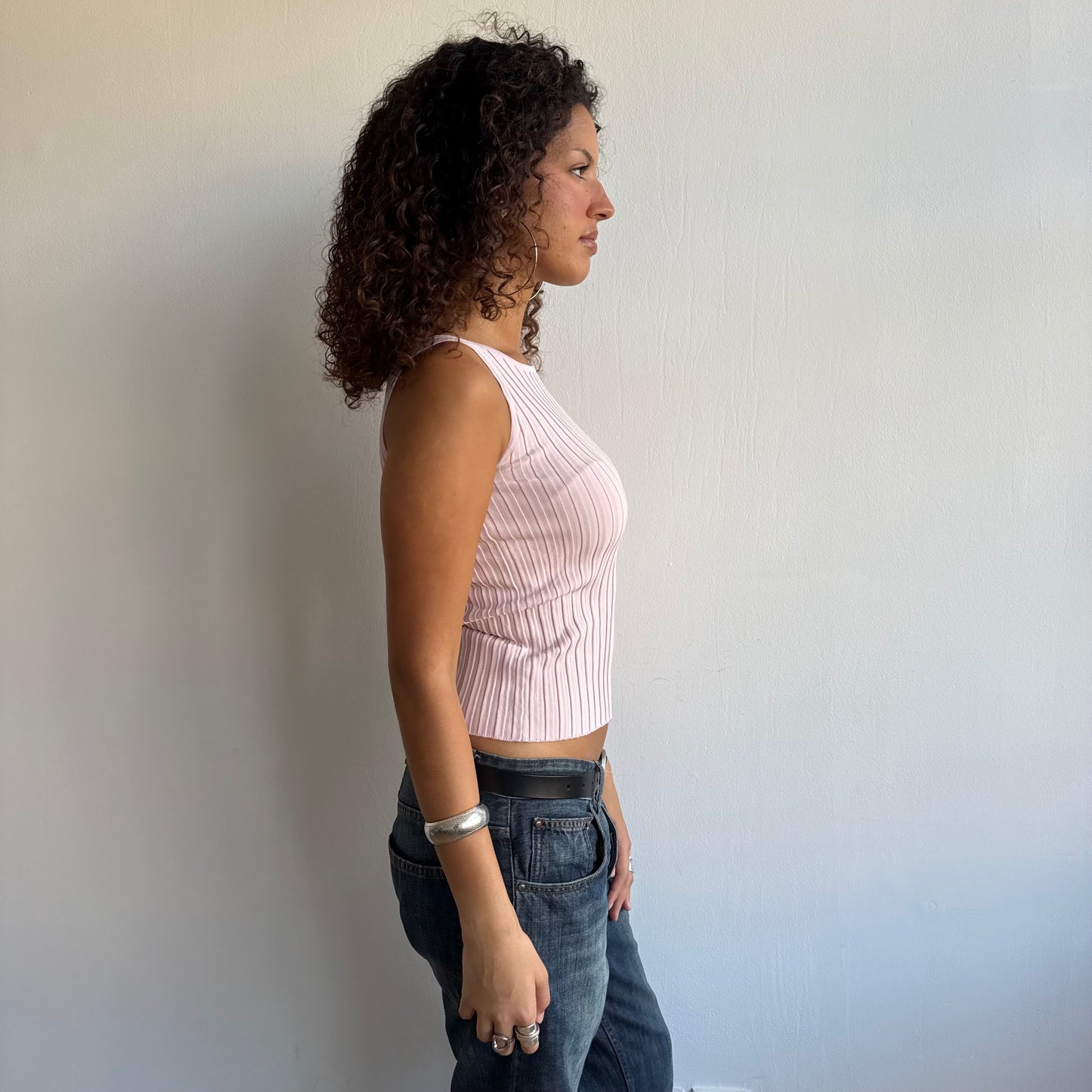 Pink ribbed top - Size S