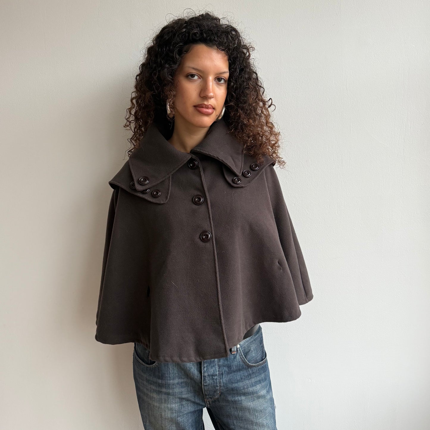 Brown button cape - One Size