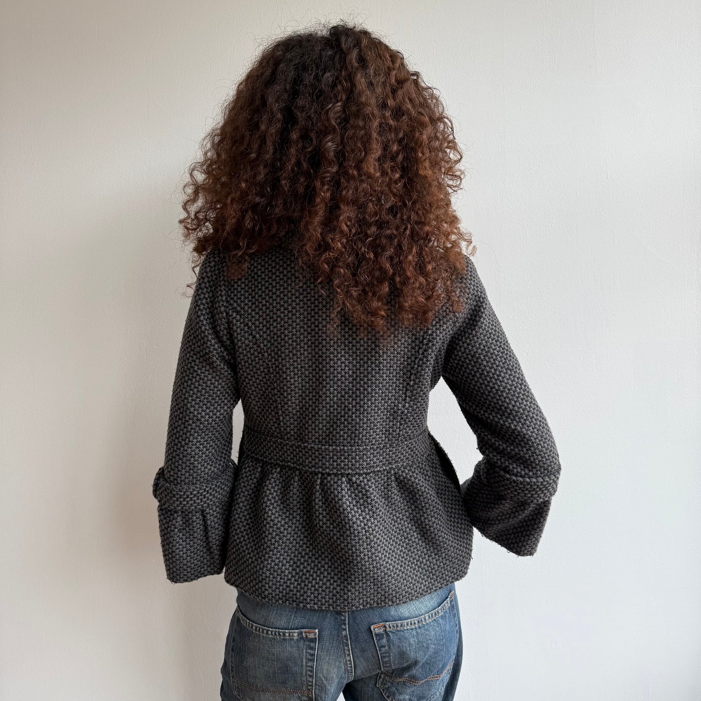 Grey round collar peacoat - Size S