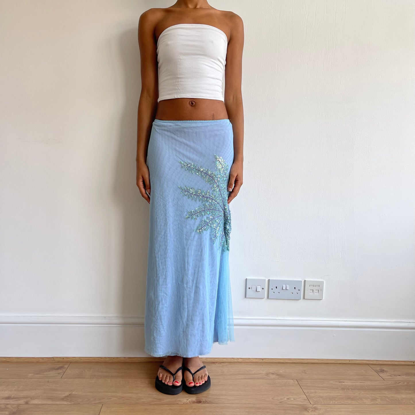 Blue mesh sequin maxi skirt - Size S