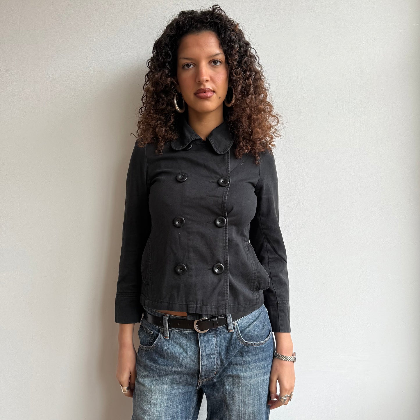 Black button peacoat - Size XS