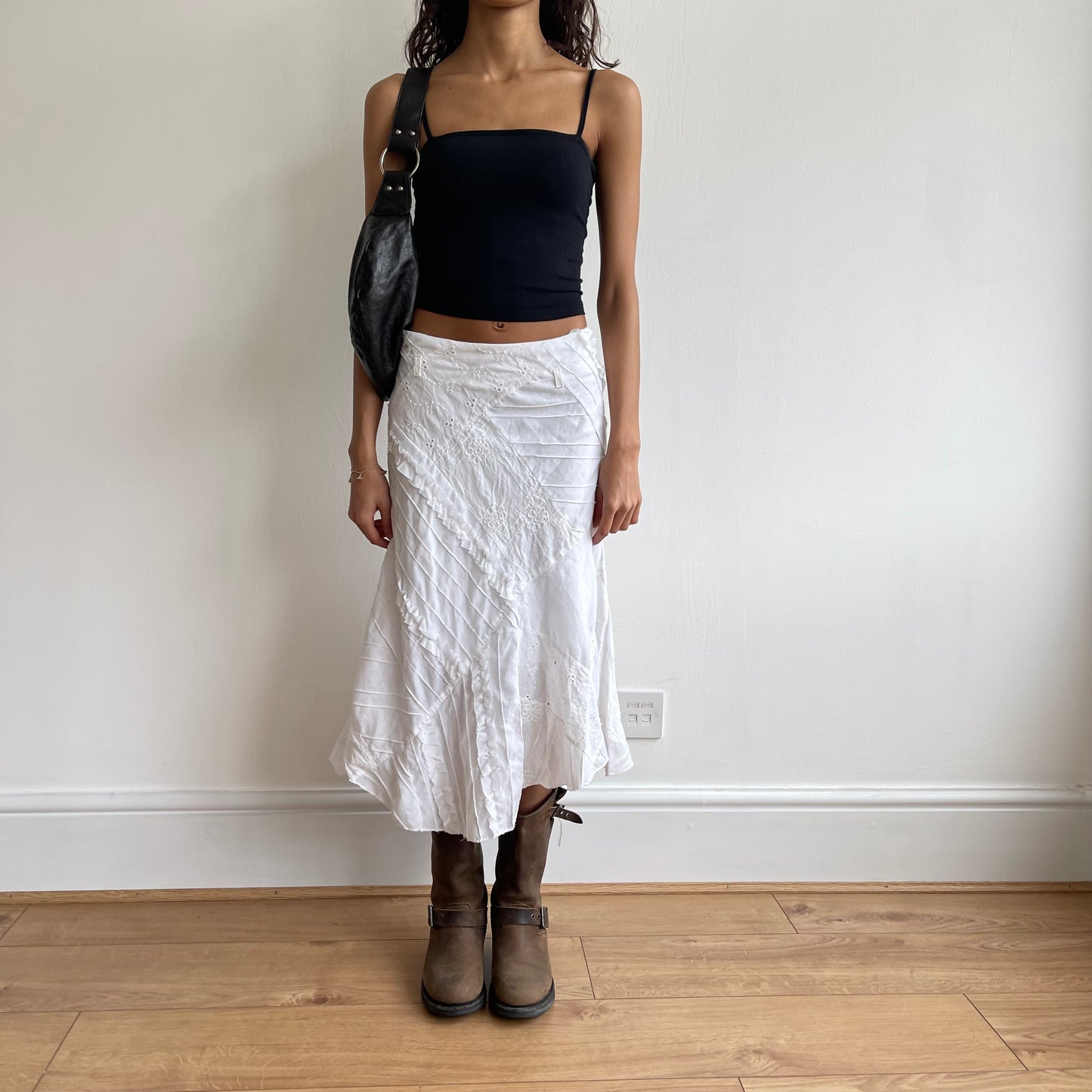 Broderie patchwork midi skirt - Size S
