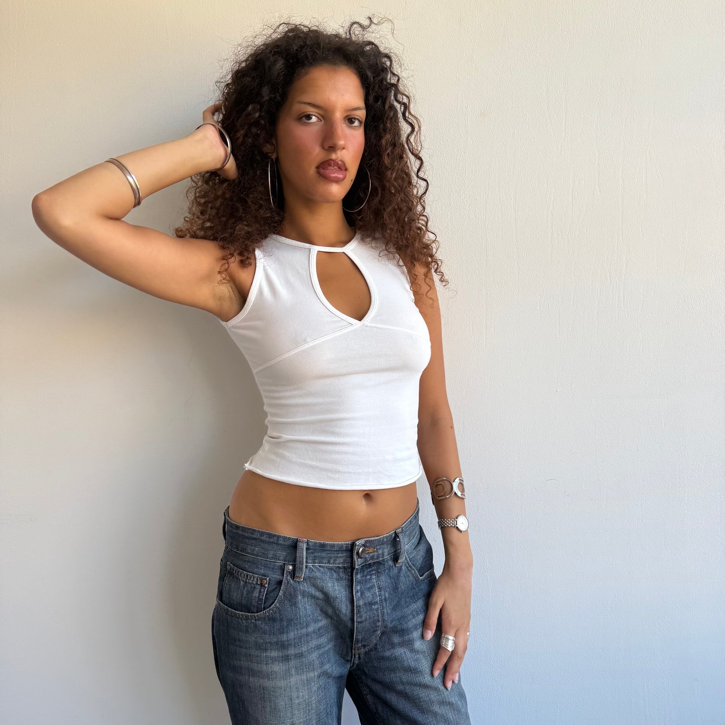 White heyhole top - Size XS