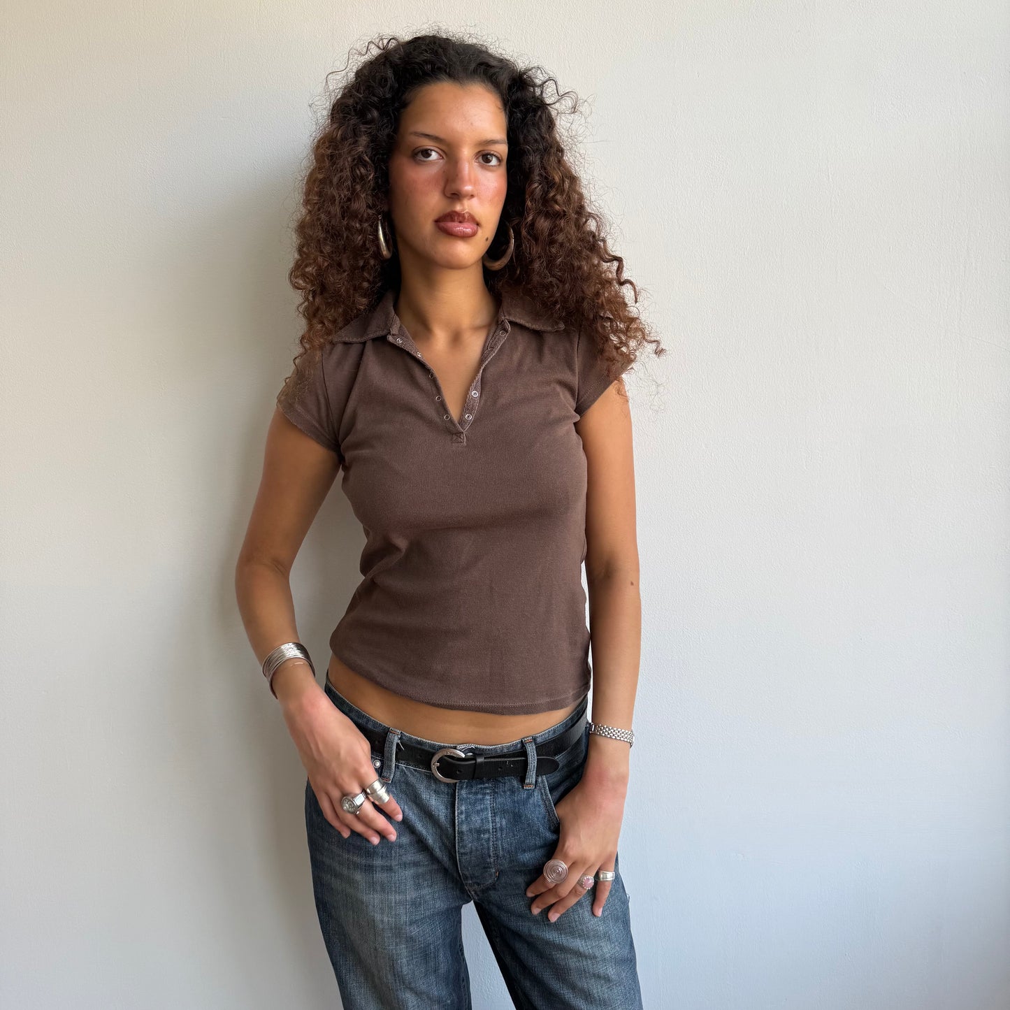 Brown polo top - Size S/M