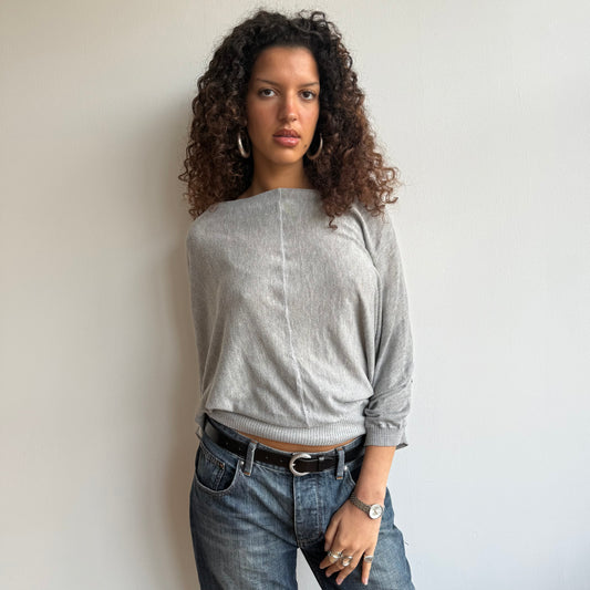 Grey slouchy button knit - Size M