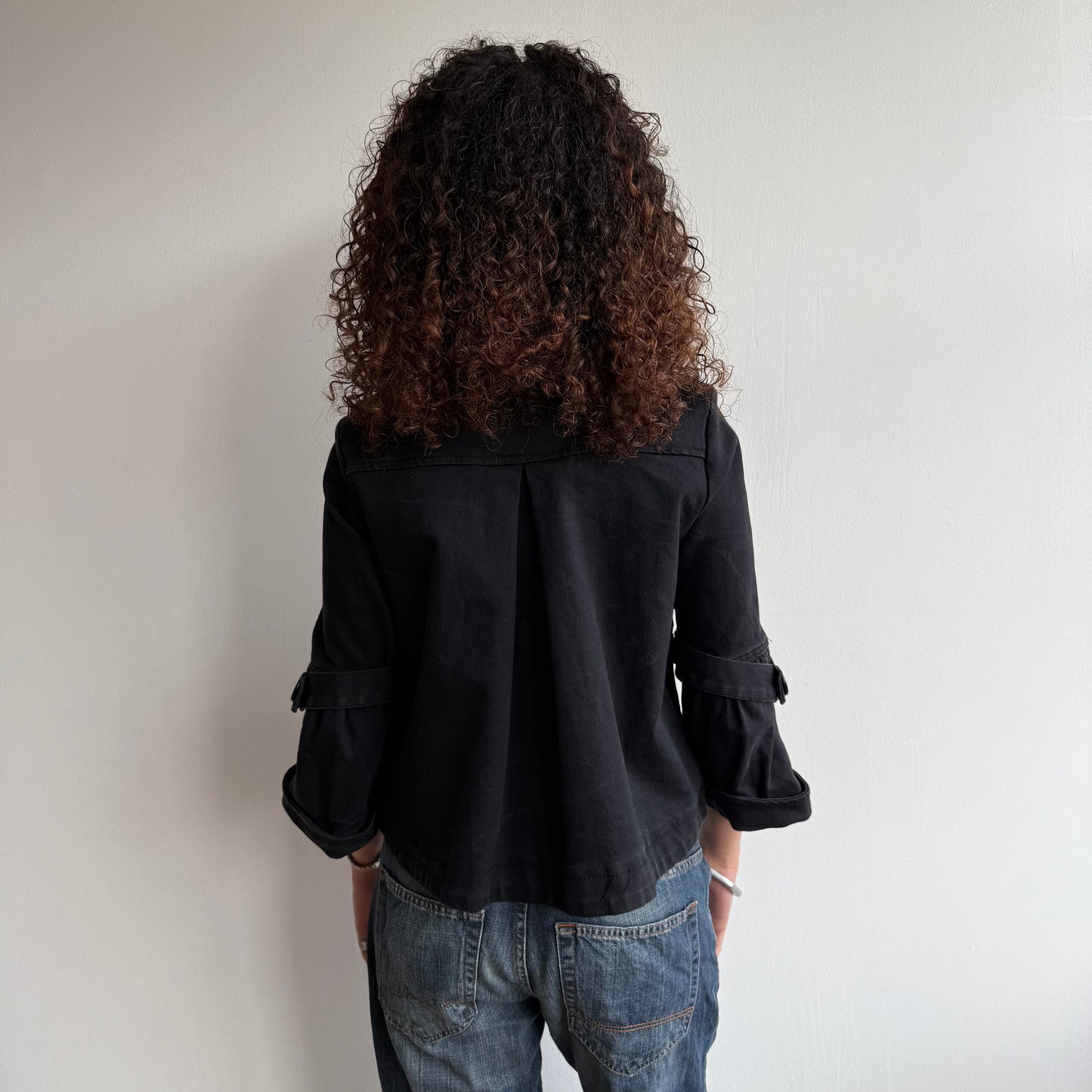 Black 3/4 sleeve peacoat - Size S + M