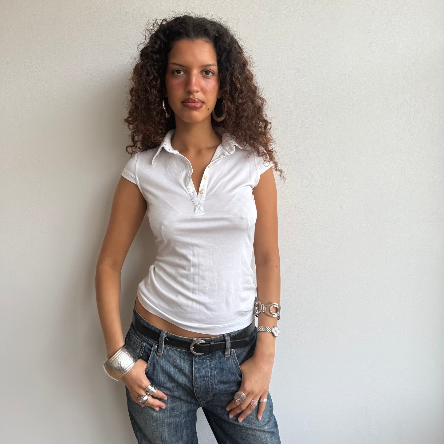 White Miss Sixty polo top - Size S