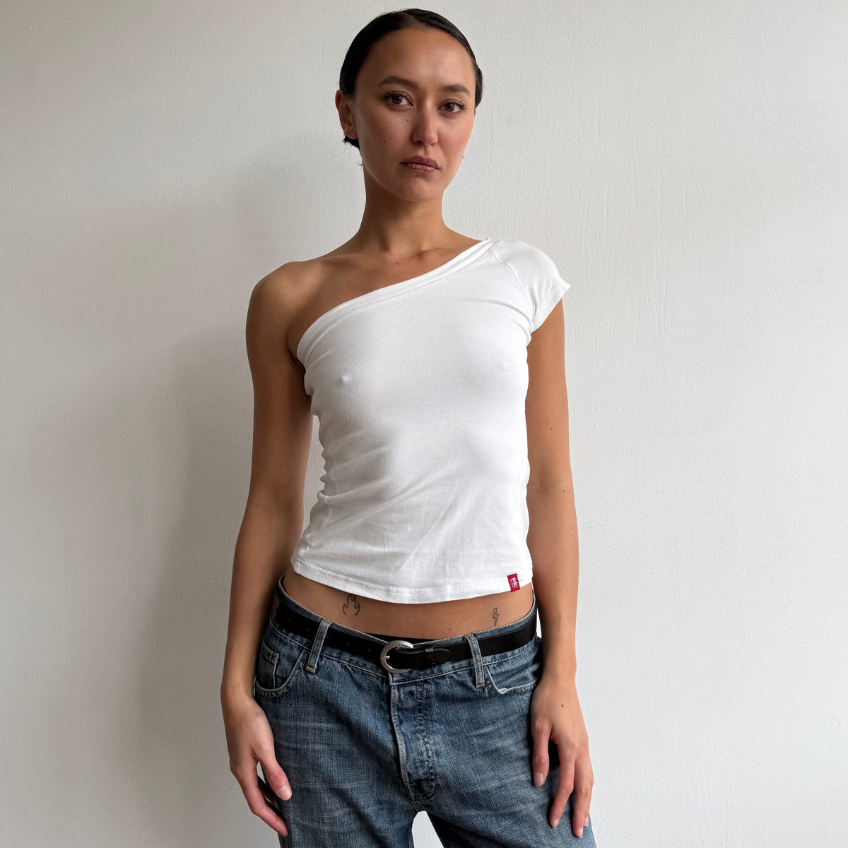 White one shoulder top - Size S