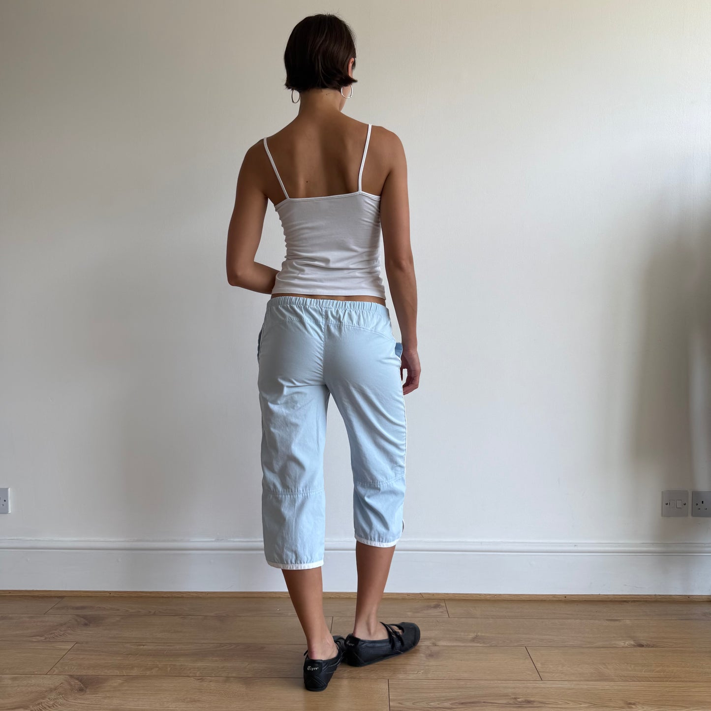 Blue Nike side stripe capris - Size S