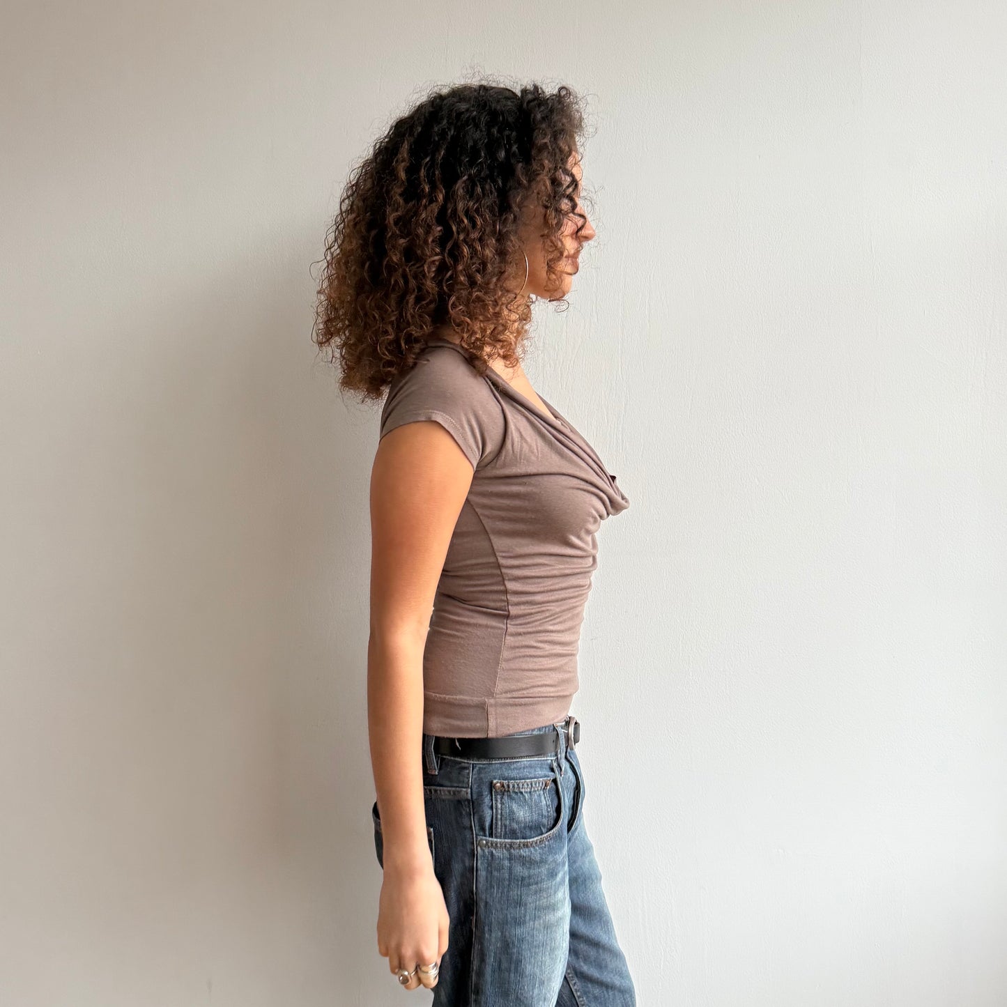 Taupe cowl slouchy top - Size S