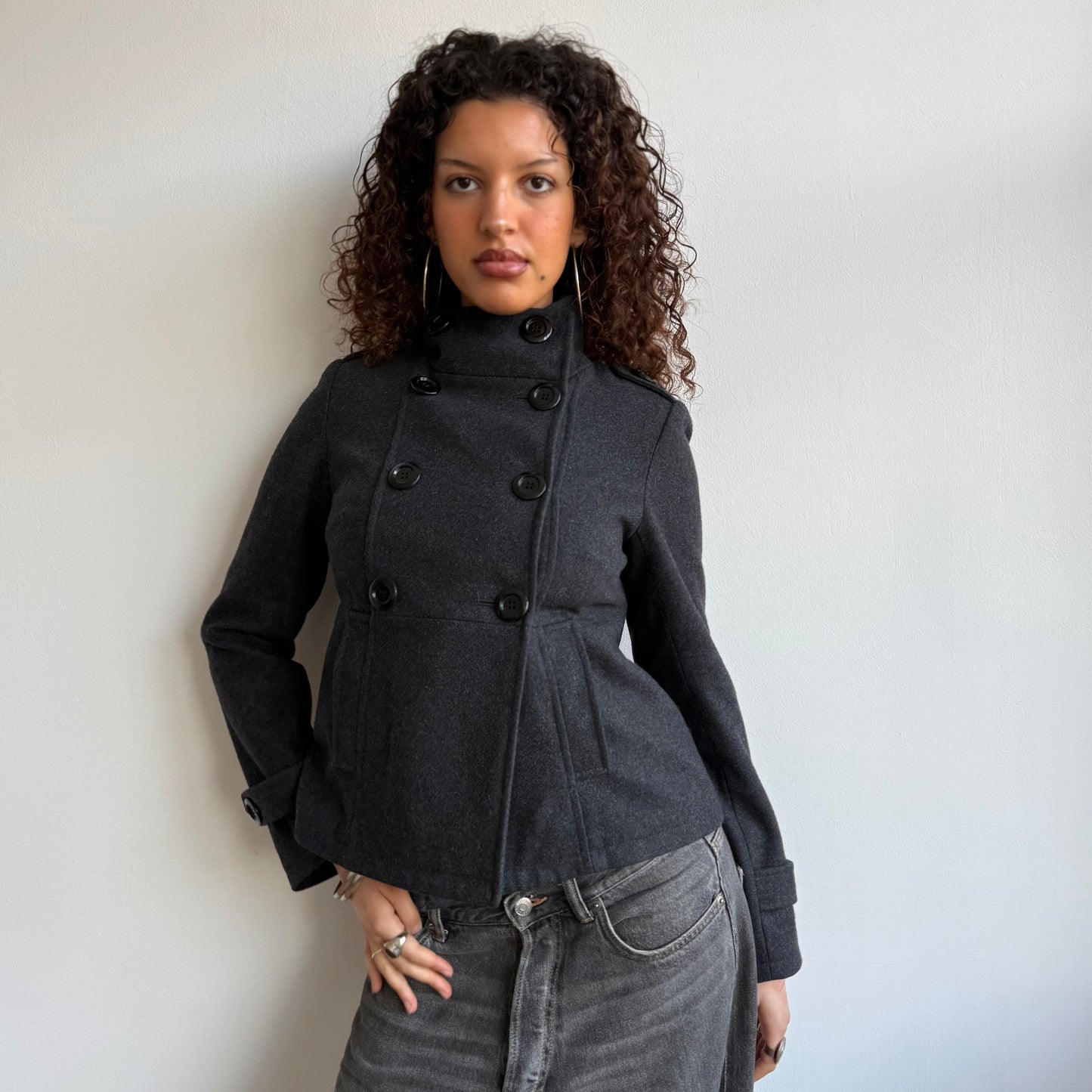 Grey wool peacoat - Size S