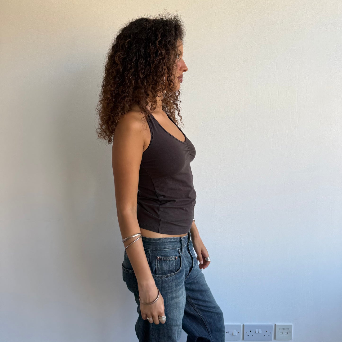 Brown halter neck top - Size S/M