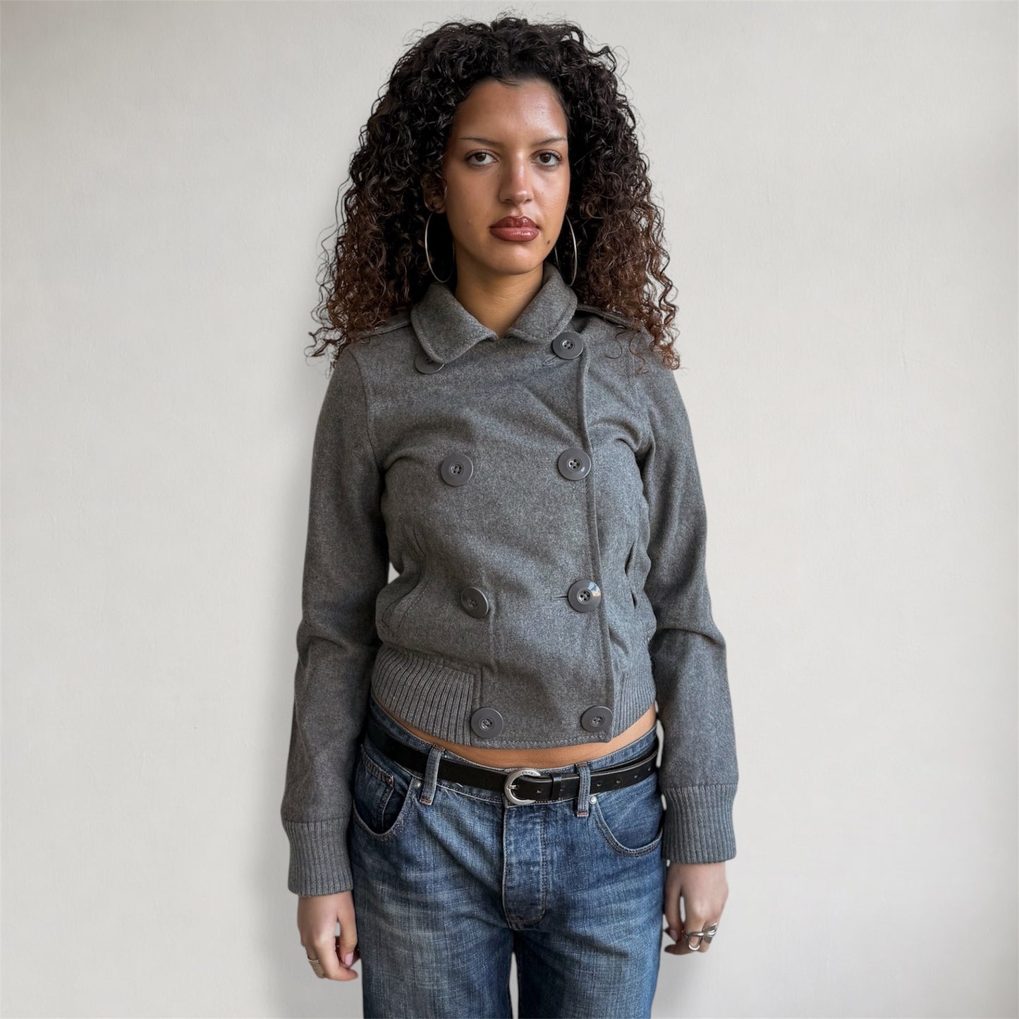 Grey wool bomber jacket - Size M