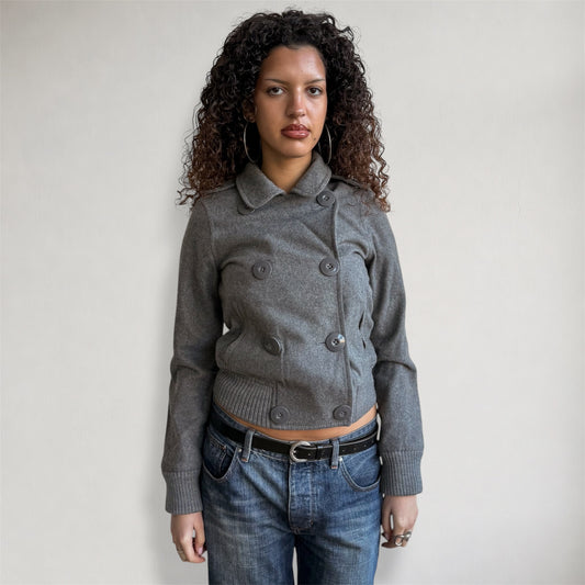 Grey wool bomber jacket - Size M
