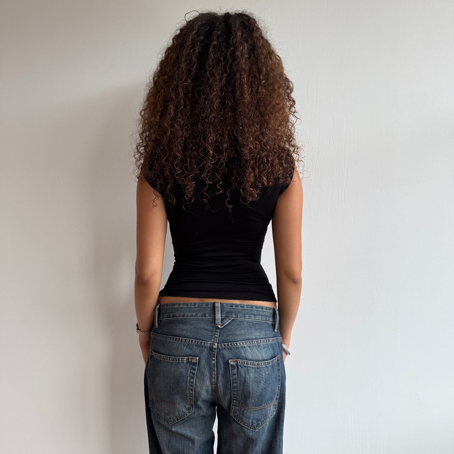 Black wrap tie side top - Size S