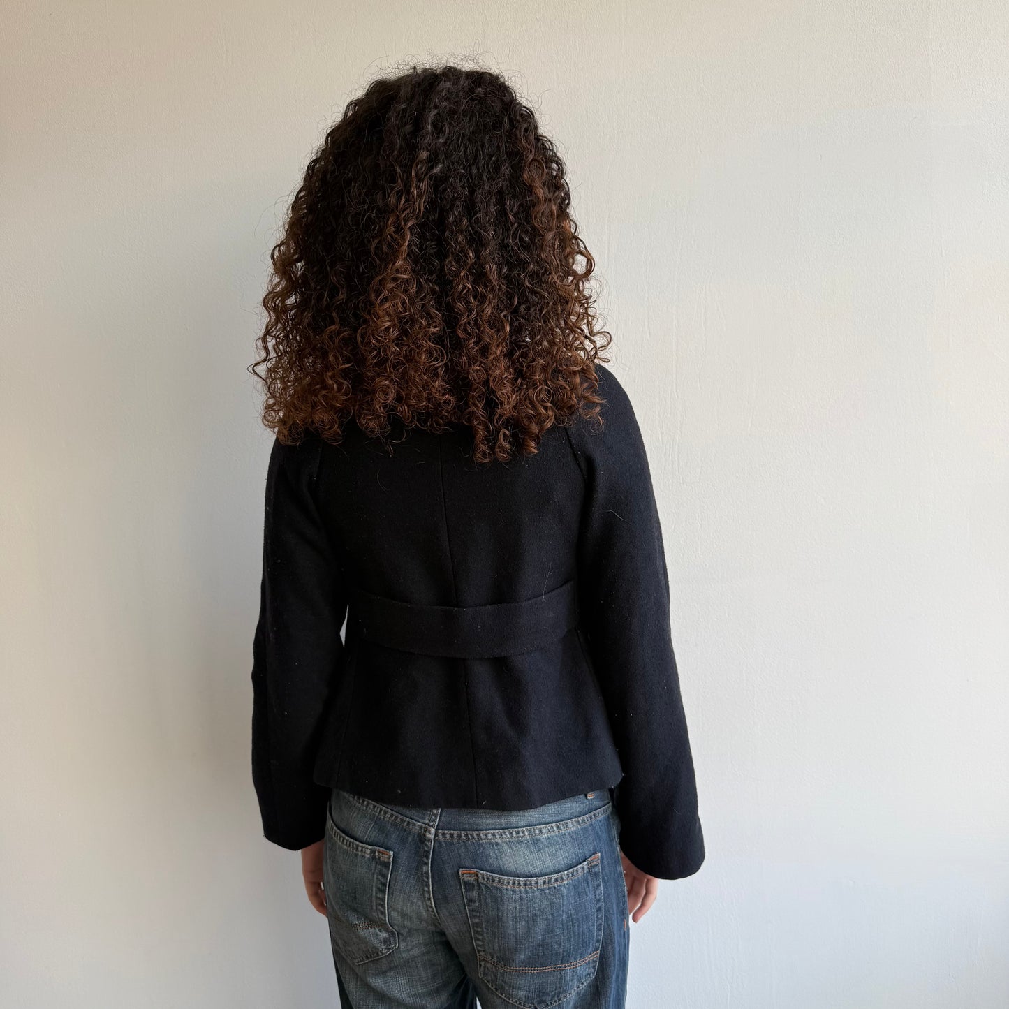 Black funnel neck peacoat - Size S/M