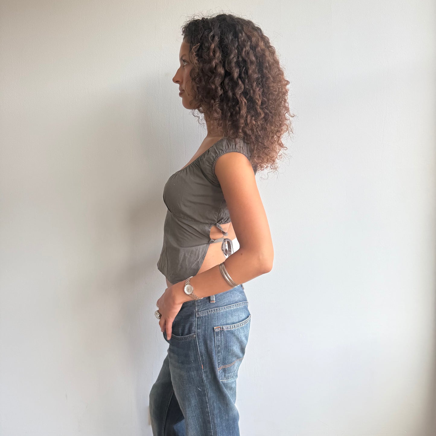 Khaki backless top - Size S/M