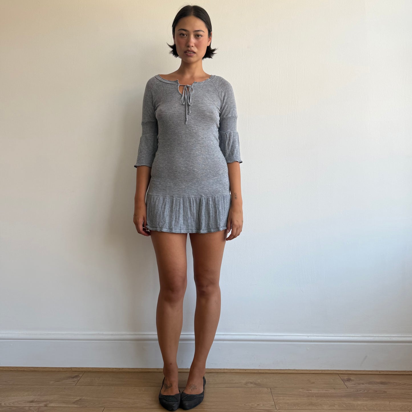 Grey knit 3/4 sleeve dress - Size S