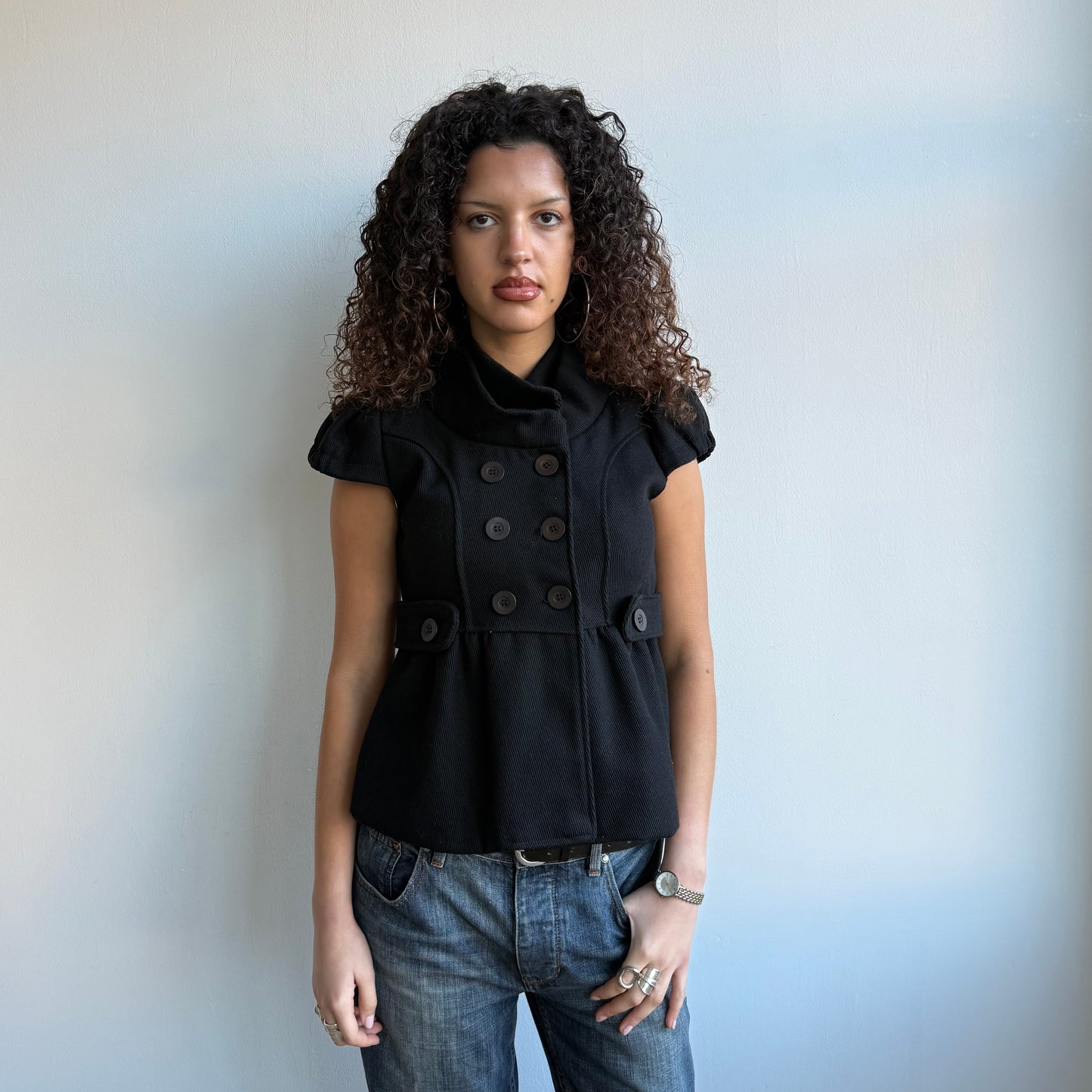 Back short sleeve peacoat - Size M