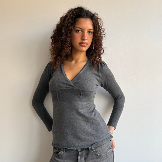 Grey v-neck knit - Size S