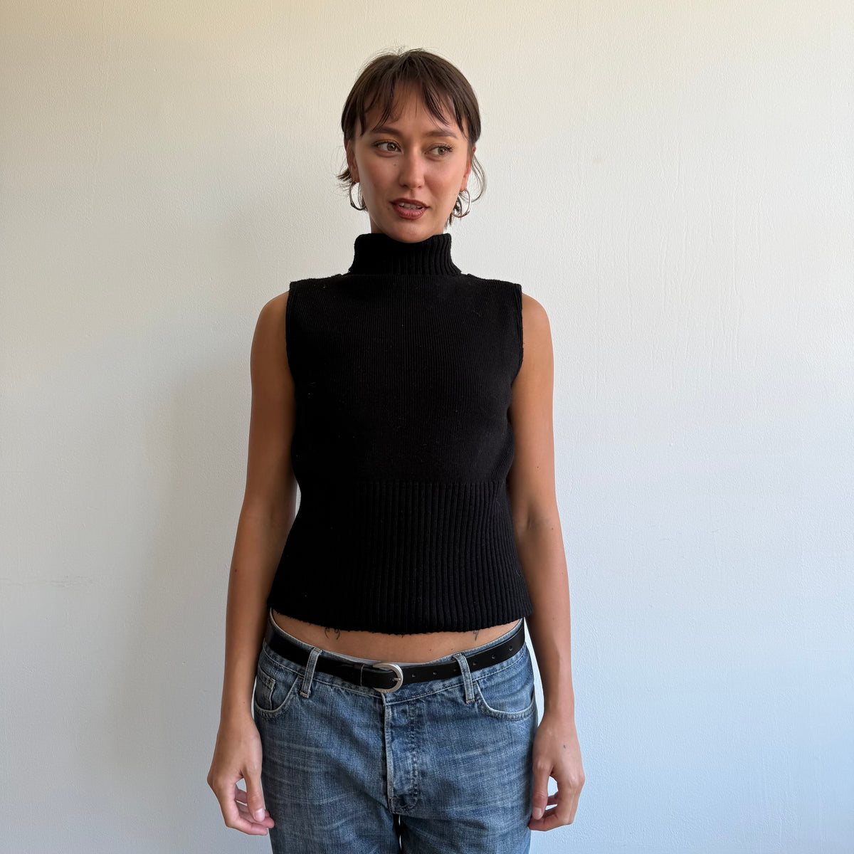 Black sleeveless knit jumper - Size S