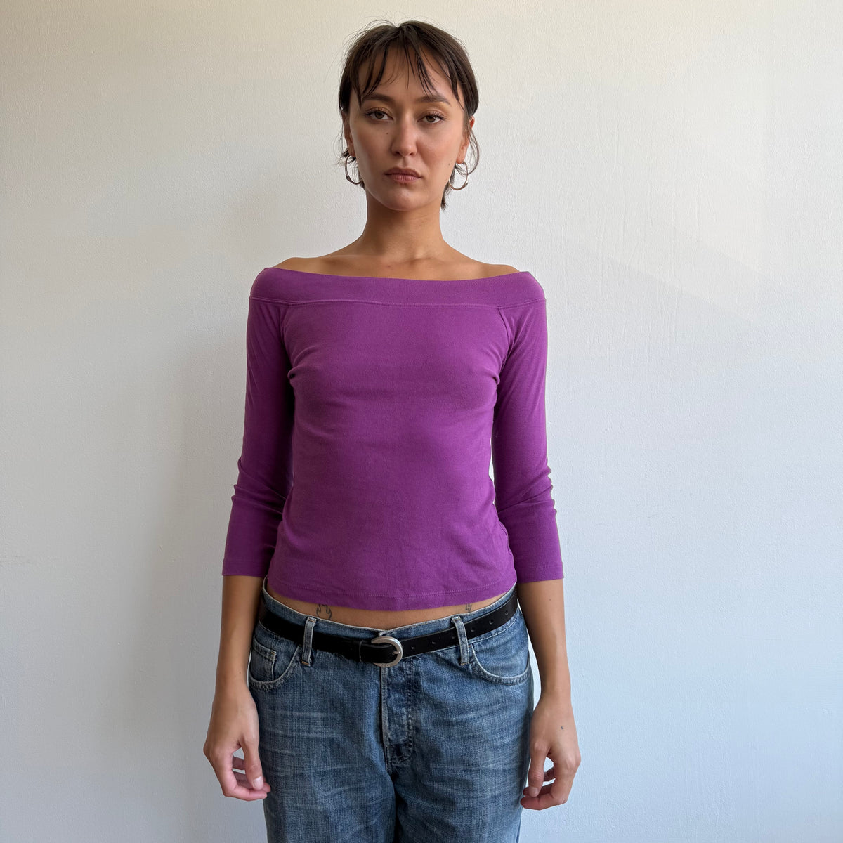 Purple 3/4 sleeve top - Size S