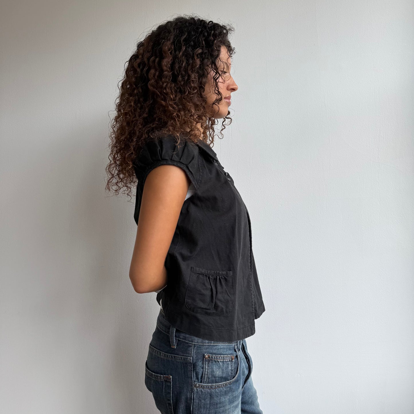 Black short sleeve peacoat - Size S + M