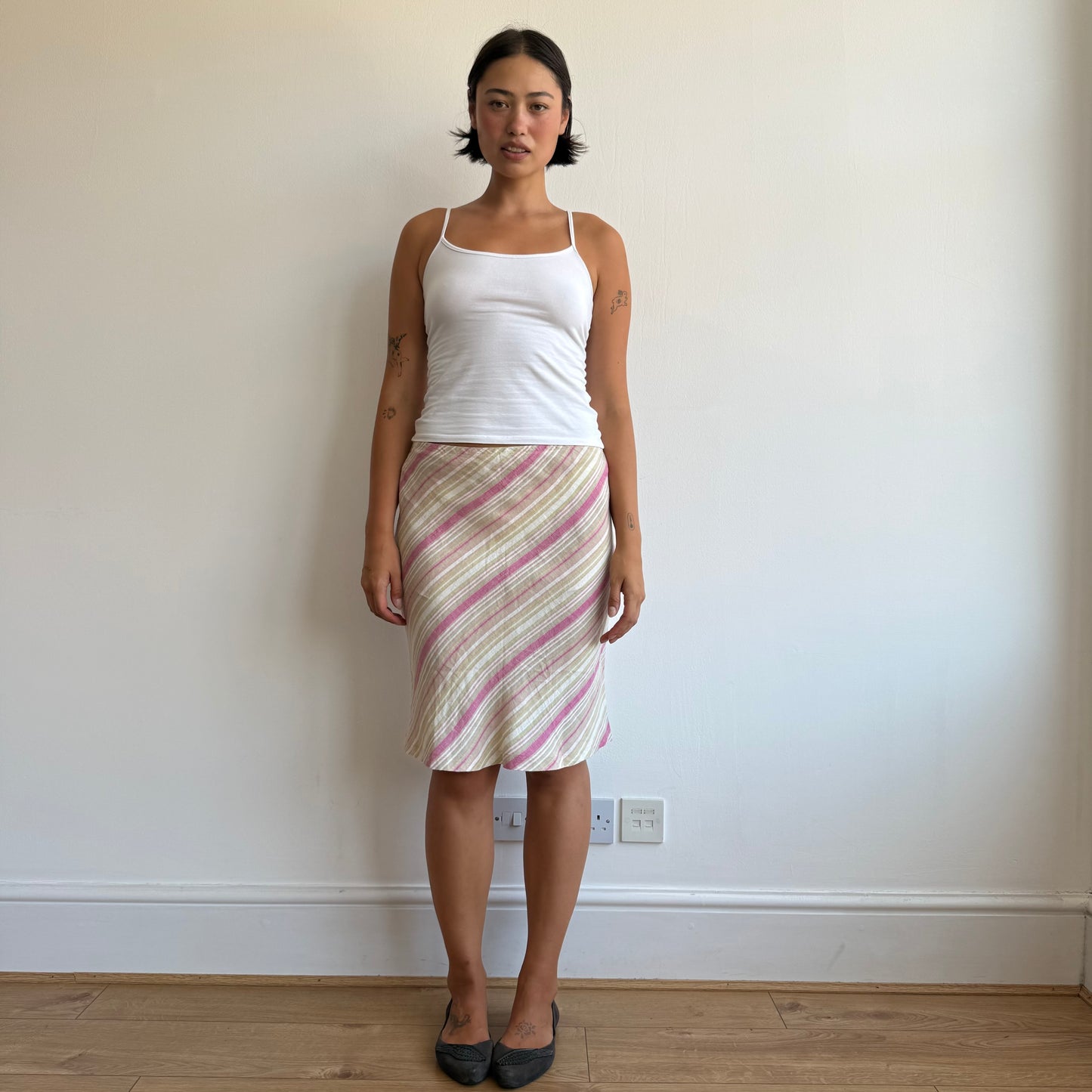 Pink striped midi skirt - Size S