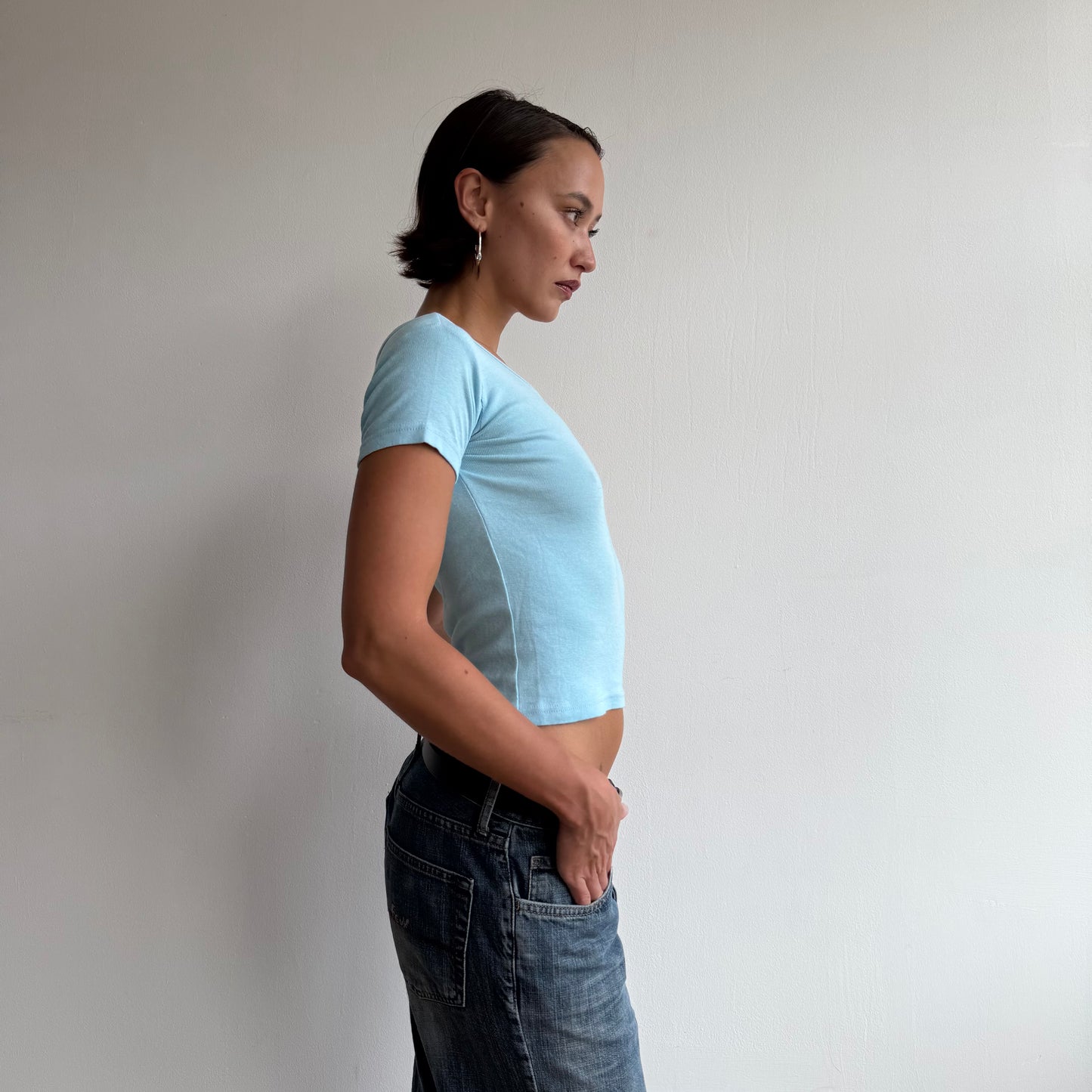 Blue one shoulder top - Size S