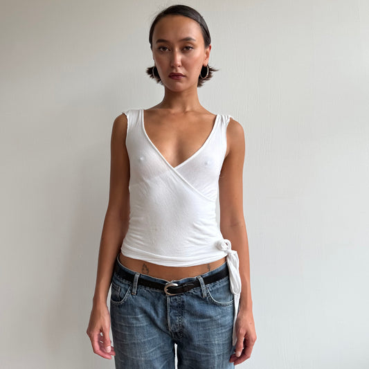 White wrap tie side top - Size XXS/XS