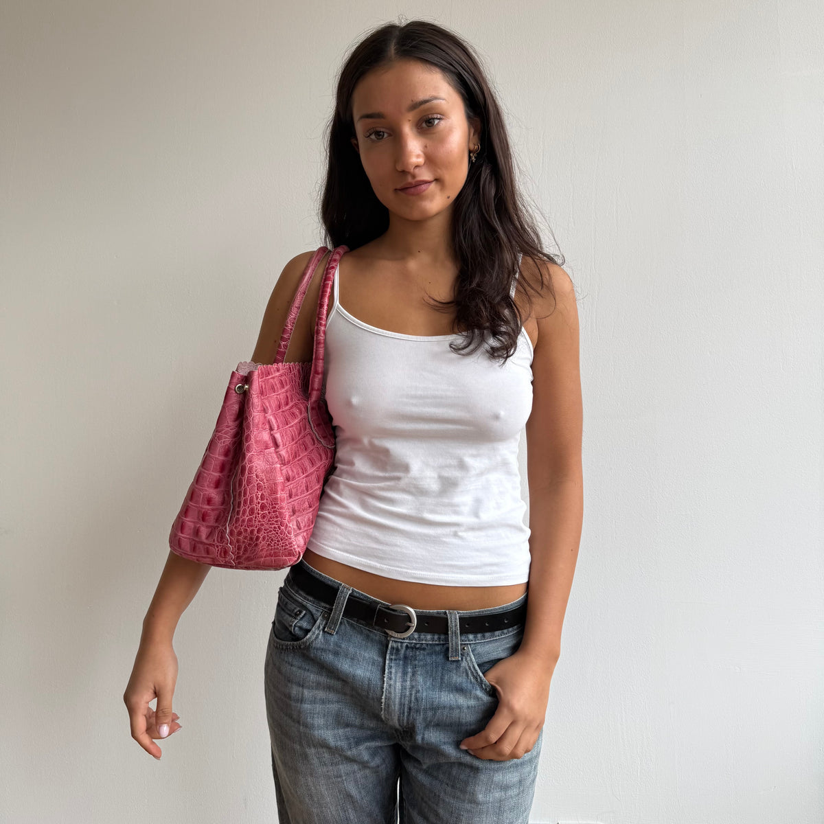 Pink leather snakeskin Furla bag - One Size
