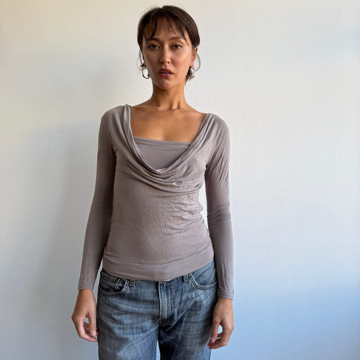 Taupe double layer top - Size S