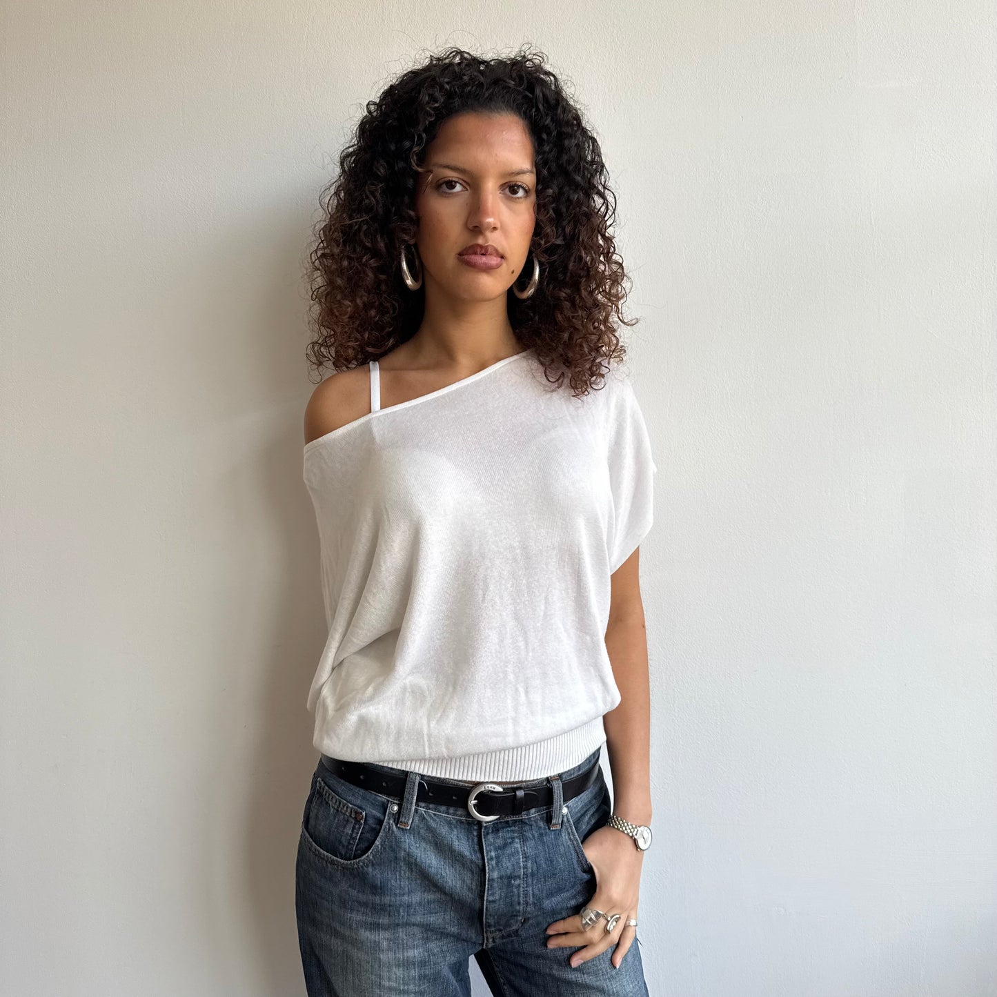 White short sleeve slouchy knit - Size M